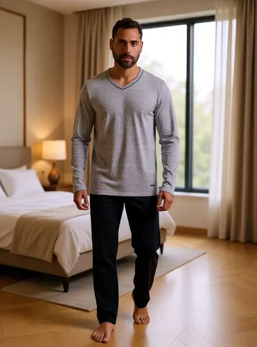 Pijama Masculino Mash Manga Longa Gola V Elast.embutido