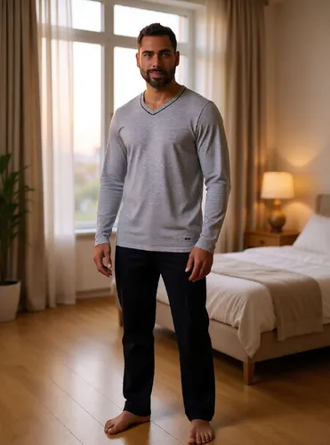 Pijama Masculino Mash Manga Longa Gola V Elast.embutido