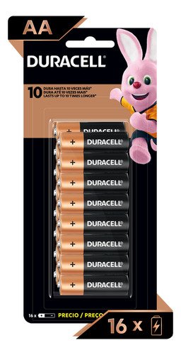 Pilha alcalina aa pequena duracell com 16 unidades