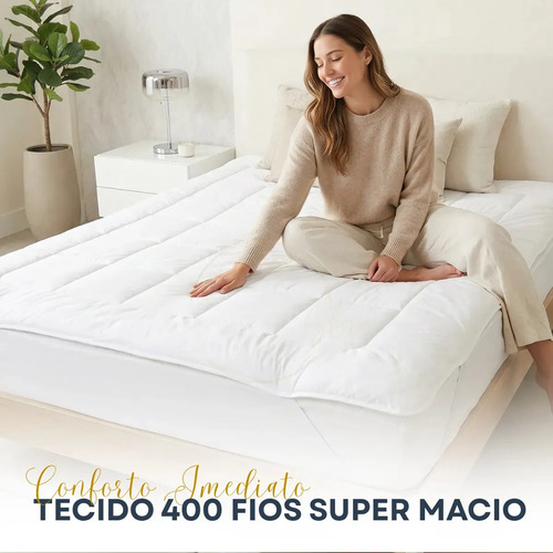 Pillow Top Casal de Percal Antialérgico 400 Fios para Colchão