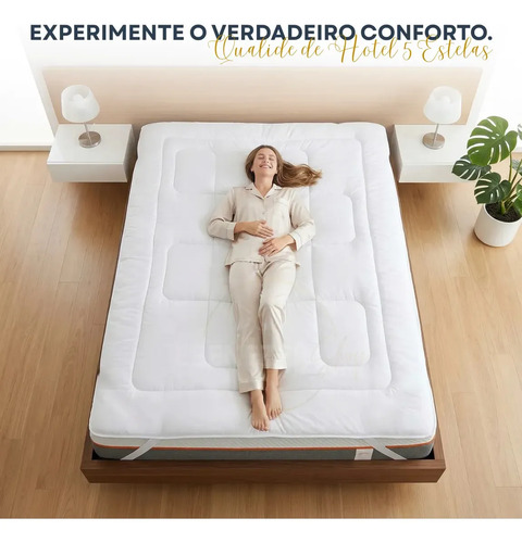 Pillow Top Casal de Percal Antialérgico 400 Fios para Colchão