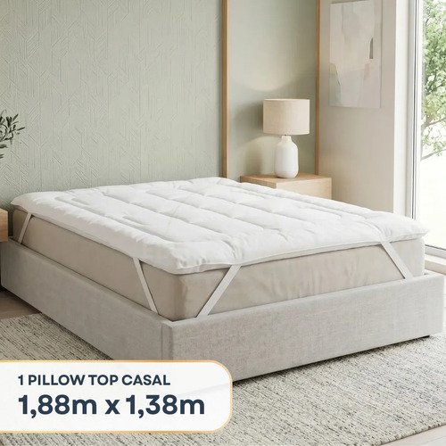 Pillow Top Casal de Percal Antialérgico 400 Fios para Colchão