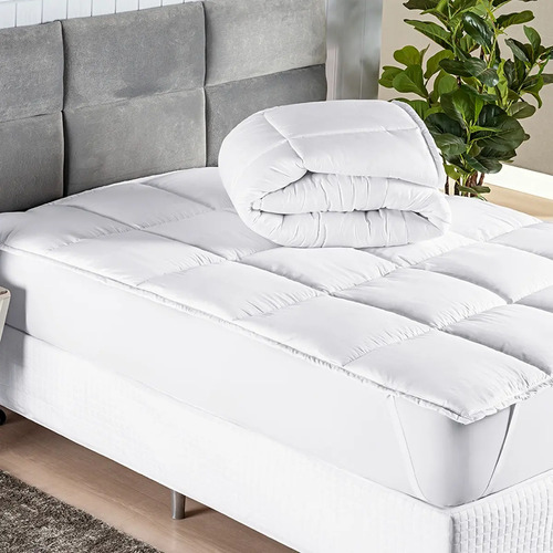 Pillow Top Protetor Colchão Cama Casal 400 Fios Toque Macio