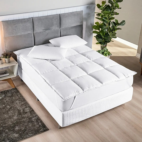 Pillow Top Protetor Colchão Cama Casal 400 Fios Toque Macio