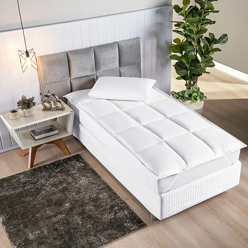 Pillow Top Protetor Colchão Cama Casal 400 Fios Toque Macio