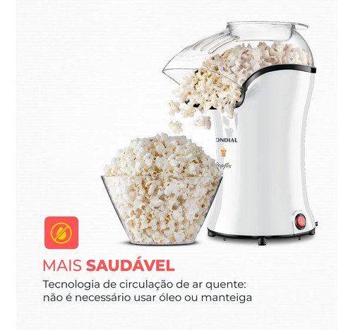 Pipoqueira Elétrica Popflix Pp-04 Ar Quente Cor Branco Mondial 127 V