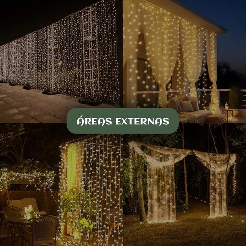 Pisca Cortina 300 Leds 3x3m Usb Ip44 8 Modos Iluminação Luzes Fada Decoração De Natal Festa Branco Quente Luvinco