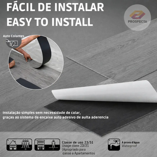 Piso Vinílico Autocolante Régua Adesiva Madeira Cinza Pdeals