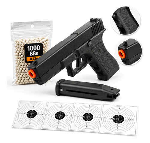 Pistola airsoft spring gk v307 pacote 1000 012