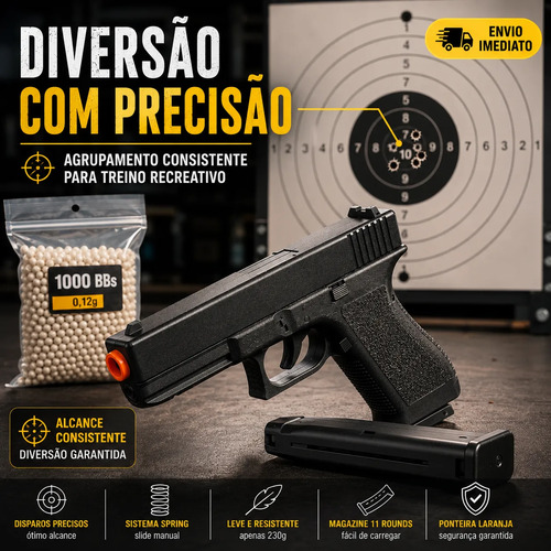 Pistola Airsoft Spring Gk-v307 + Pacote 1000 0,12