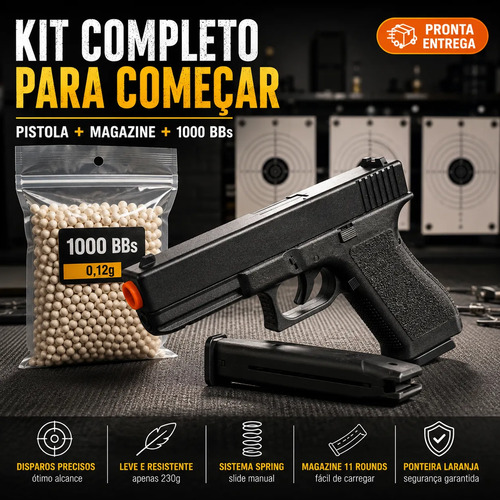 Pistola Airsoft Spring Gk-v307 + Pacote 1000 0,12