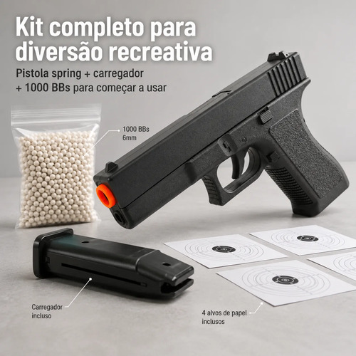 Pistola Airsoft Spring Gk-v307 + Pacote 1000 0,12