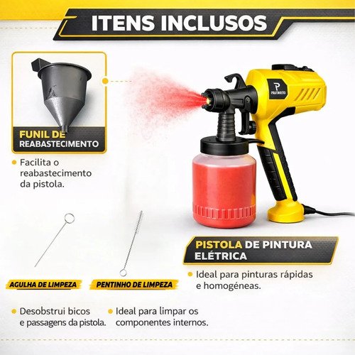 Pistola De Pintura 400w Profissional Elétrica Pulverizadora 800ml Regulações De Spray Prevenção De Refluxo Para Projetos De Renovação Doméstica Colpaq