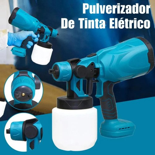 Pistola De Pintura Portátil Pulverizadora Elétrica Profissional 2 Baterias 48v Sem Fio Pintor 1000ml Sem Escovas Espuma Viva