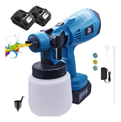 Pistola De Pintura Portátil Pulverizadora Elétrica Profissional 2 Baterias 48v Sem Fio Pintor 1000ml Sem Escovas Espuma Viva