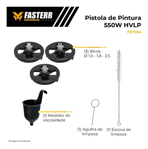 Pistola Elétrica De Pintura Fasterr 1,4l 550w Fst054br 110v