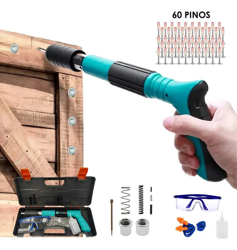 Pistola fixacao finca pino acao direta 60 pregos epis maleta