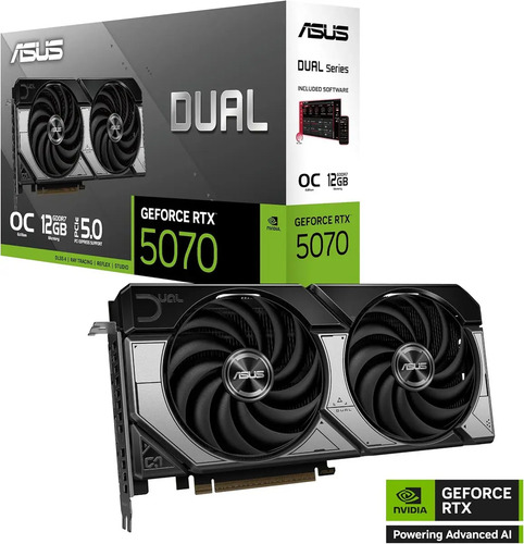 Placa de video gpu 12gb dual asus geforce rtx 5070 oc editio