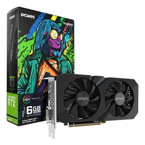 Placa de Vídeo Pcyes GeForce RTX 3050 6GB GDDR6 com Ray Tracing