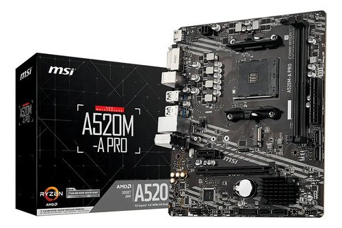 Placa mae msi a520m a pro am4 matx ddr4 hdmi dvi m2