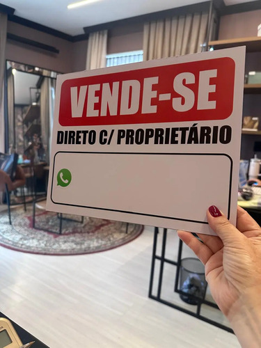 Placa Vende-se Casa Terreno Apartamento 30x23cm Com Caneta