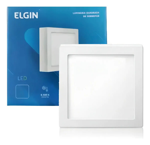 Plafon LED Quadrado Sobrepor 18W Elgin 6500K vista frontal