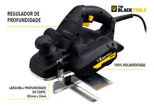 Plaina Elétrica Manual Para Madeira Bfp780 The Black Tools 780w 16500rpm