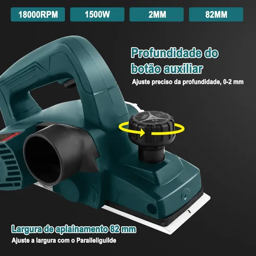 Plaina Elétrica Manual Profissional 1500w 2 Lâminas Dobevi
