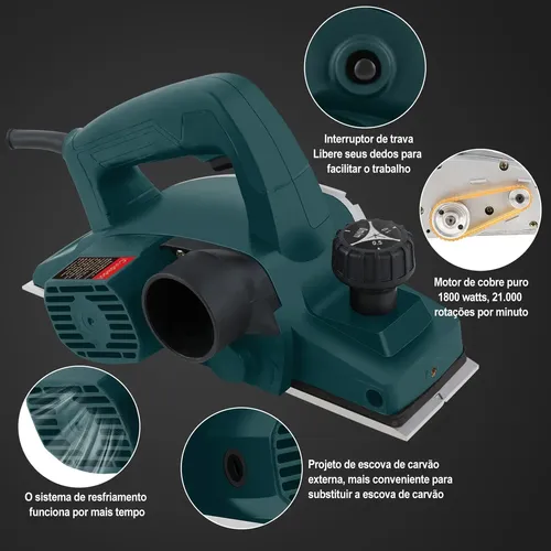 Plaina Elétrica Manual Profissional 1500w 2 Lâminas Dobevi