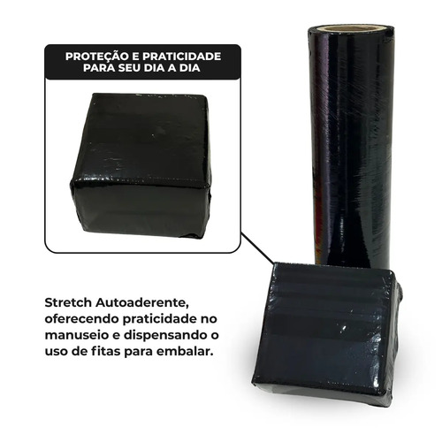 Plastico Filme Stretch 50x220m 2,5kg Preto Embalagem Acesso® Bobina 25 Micras Pallet Film Strech