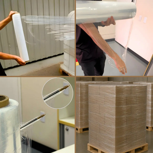 Plastico Filme Stretch 50x220m 2,5kg Transparente Acesso® Embalagem 25 Micras Bobina Film Strech Pallet