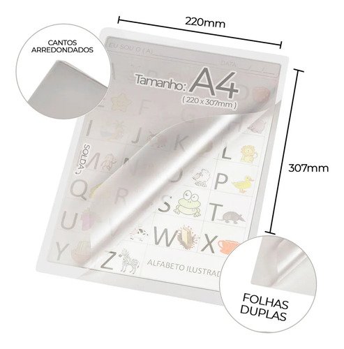 Plástico Para Plastificação Pouch Film Mares A4 220x307 125 Micras 100 Un.