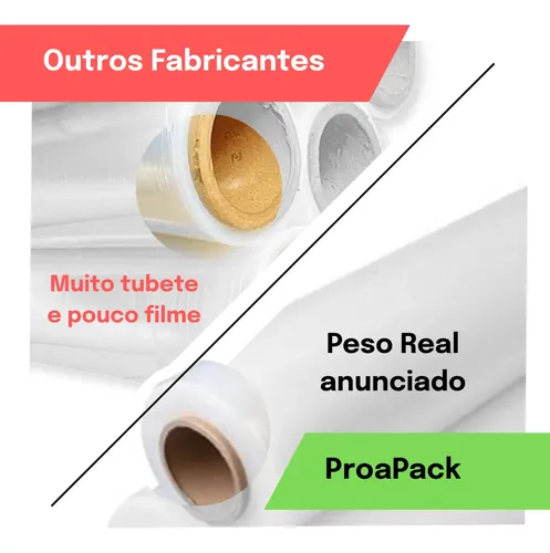 Plásticos Filme Stretch - 500mmx25mi Virgem - 6 Rolos Bobina