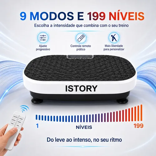 Plataforma Vibratória 199 Níveis Controle Remoto Bluetooth