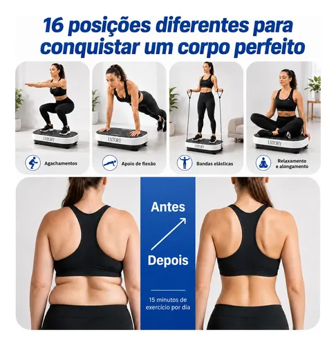 Plataforma Vibratória 199 Níveis Controle Remoto Bluetooth