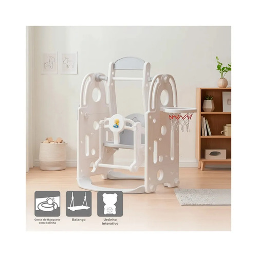 Playground Infantil Balanço E Cesta De Basquete Urso 6 Em 1 Seguro E Divertido Para Crianças Freso