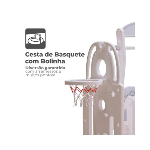 Playground Infantil Balanço E Cesta De Basquete Urso 6 Em 1 Seguro E Divertido Para Crianças Freso