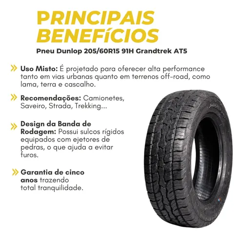 Pneu Dunlop Aro 15 205/60r15 Grandtrek At5 91h Garrudo At