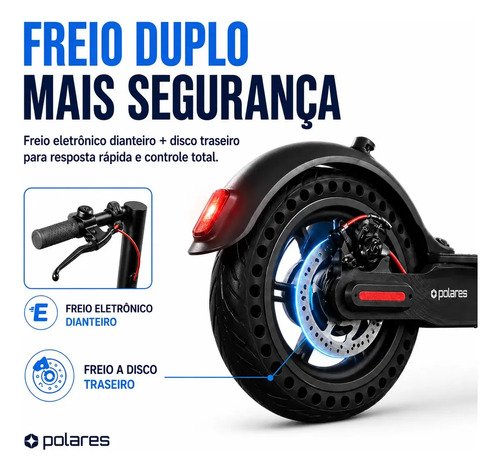 POLARES Z20 Patinete Elétrico Premium 500w Pneu Aderente Velocidade Máxima 32km/h Motorizado Até 30km De Autonomia Polares