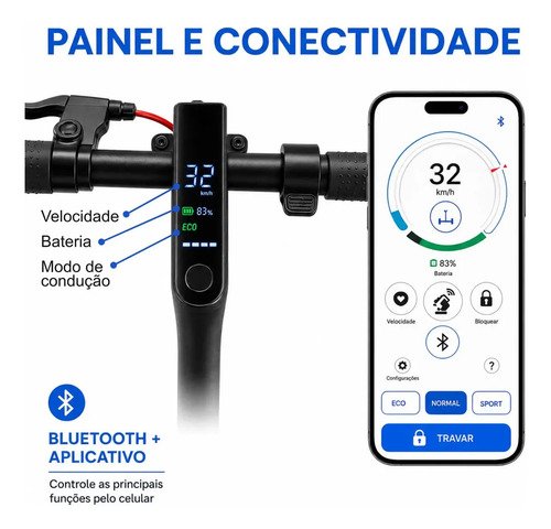 POLARES Z20 Patinete Elétrico Premium 500w Pneu Aderente Velocidade Máxima 32km/h Motorizado Até 30km De Autonomia Polares