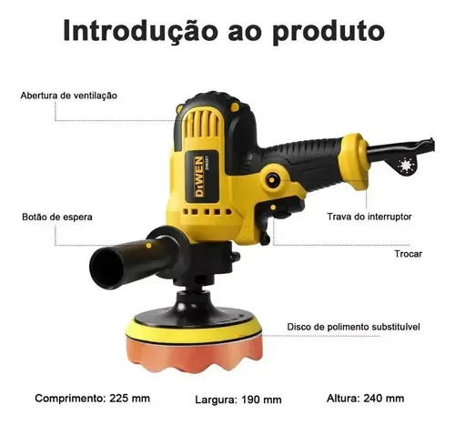 Politriz Lixadeira Multifunções Automotiva Profissional 50hz-60hz 5000rpm Com Mandril 5 Polegadas Furadeira Parafusadeira Mestri M-201