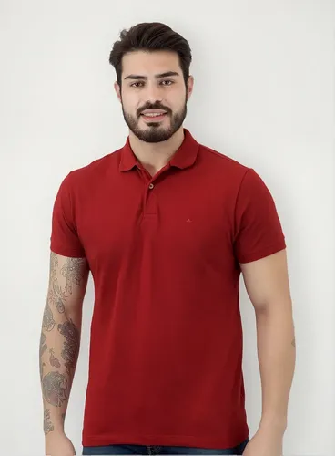 Polo aramis masculina piquet basic mono vermelha