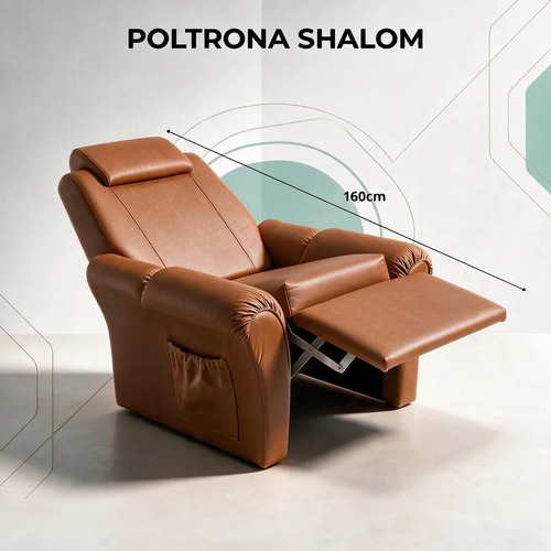 Poltrona Cadeira Do Papai Shalom Premium Com Encosto Reclinável Para Hospital Clínica E Sala De Estar Cor Caramelo - JB Estofados