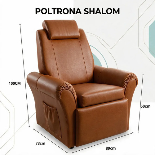 Poltrona Cadeira Do Papai Shalom Premium Com Encosto Reclinável Para Hospital Clínica E Sala De Estar Cor Caramelo - JB Estofados