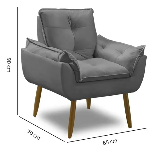 Poltrona Decorativa Opala Suede Para Sala Arapongas Luxo