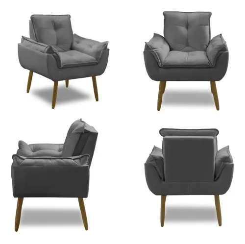 Poltrona Decorativa Opala Suede Para Sala Arapongas Luxo