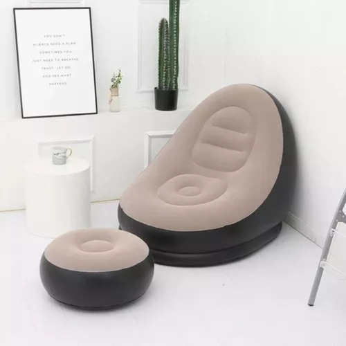 Poltrona inflavel ultra lounge com pufe sofa preguicoso cor