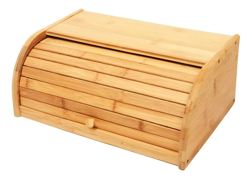 Porta pao bambu com tampa retratil cor bege liso casa laura