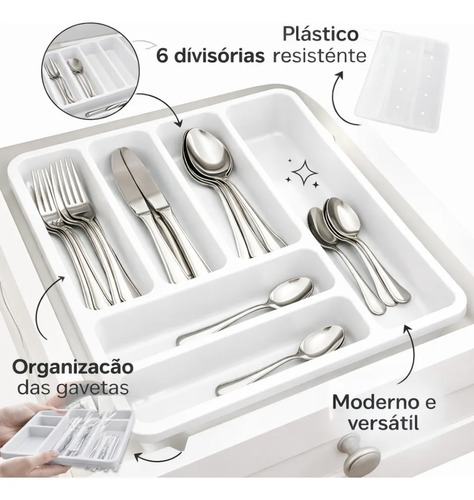 Porta Talheres De Gaveta Com Divisórias Organizador Cozinha