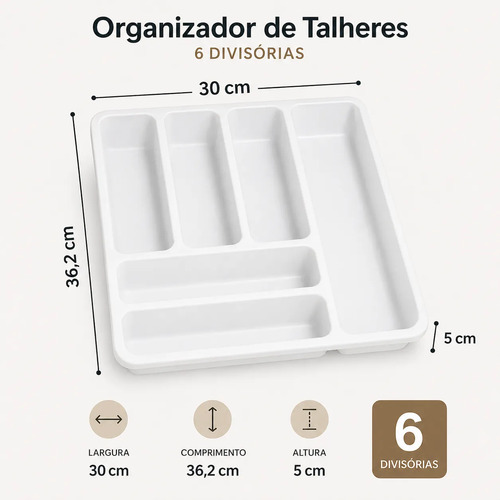 Porta Talheres De Gaveta Com Divisórias Organizador Cozinha